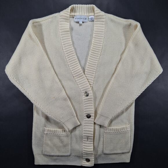 Vintage Highgate Ltd Women's Small Cardigan Sweater White Knit Long Sleeve - Picture 1 of 14